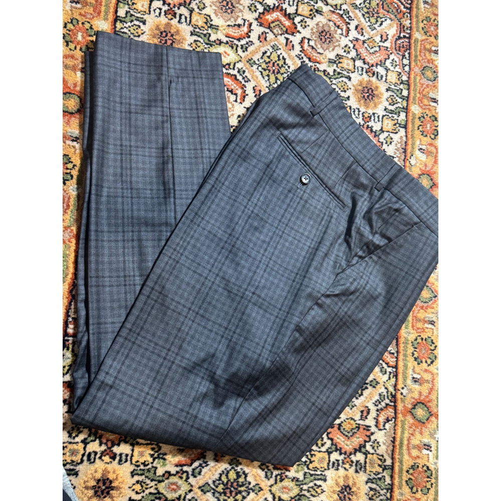 Tom Ford Gray Plaid Flannel Trousers 58R 37 Waist 30.5 Inseam Suit Pants Wool